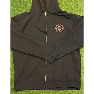 Spitfire Wheels hoodie mens medium black red full zip big head hood thick 17